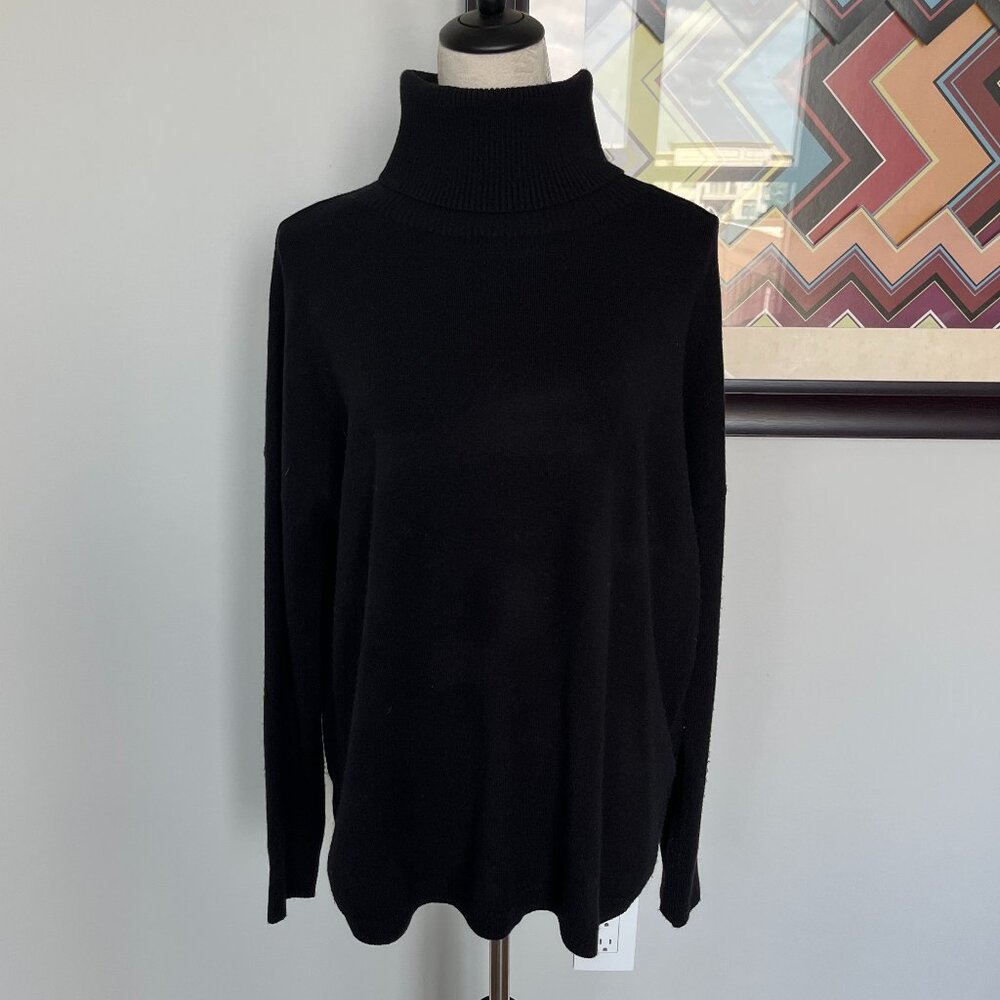 French Connection Black Turtleneck Tunic Sweater L